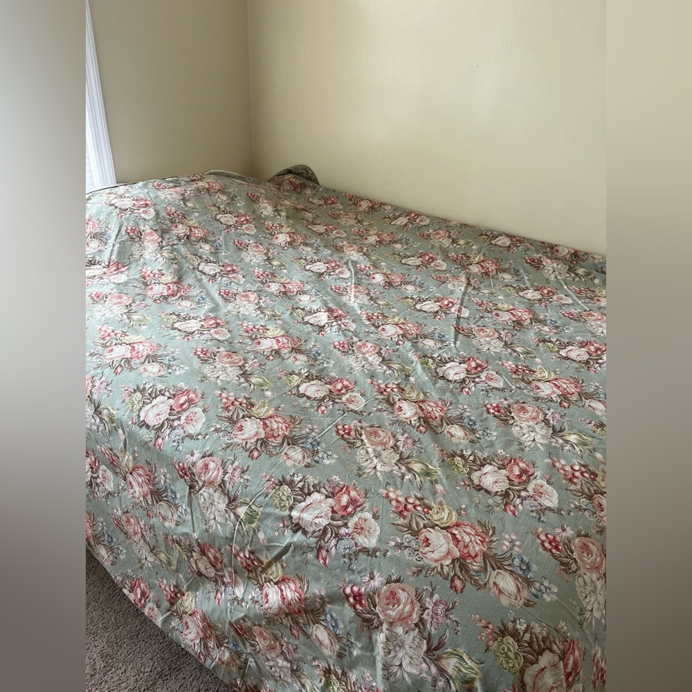 Vintage Ralph Lauren CHARLOTTE Sage Sateen Full/Queen Duvet Cover RARE - Picture 2 of 4